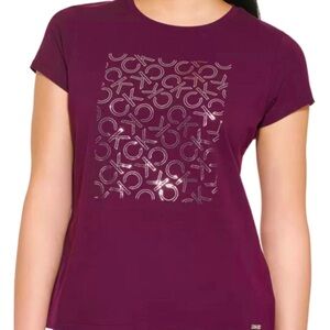 New Calvin Klein Women's Plum Short Sleeve Logo Tee NWOT
